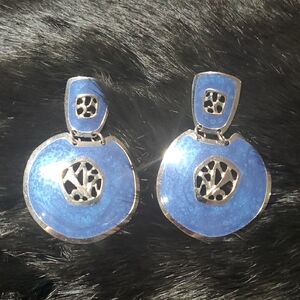 Chic Blue and Silver Statement Earrings